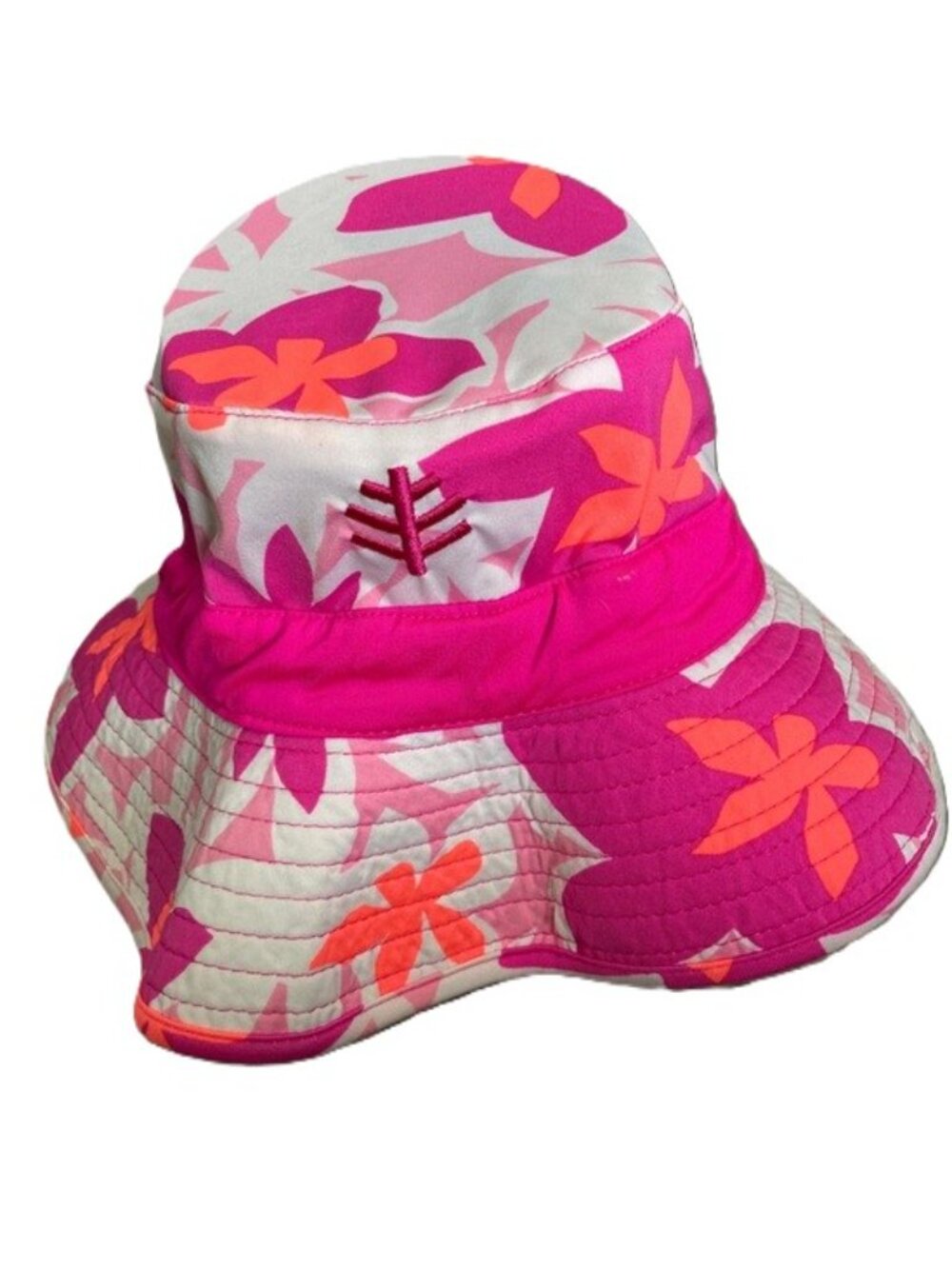 COOLIBAR Kids UPF 50+ Bucket Sun Hat Floral Tropical Pink Orange 10-12 L/XL